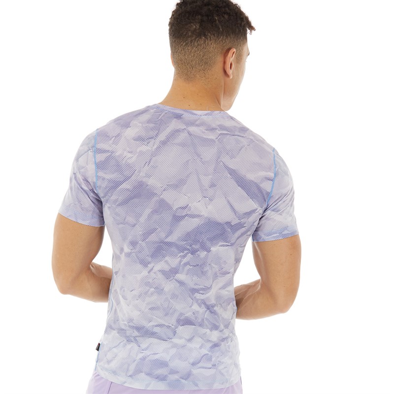 Ron Hill Mens Tech Golden Hour Running Top Lake Blue Crinkle