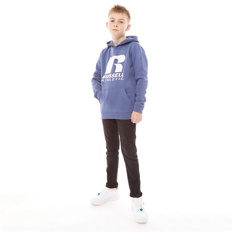 Russell Athletic Boys Logo Hoodie Coastal Fjord