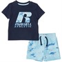 Russell Athletic Boys R Logo Camo Infil T-Shirt And Shorts Set Sky Blue