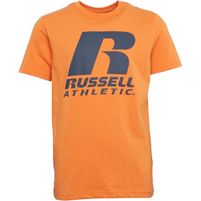 Buy Russell Athletic Boys R Logo T-Shirt Orange Peel