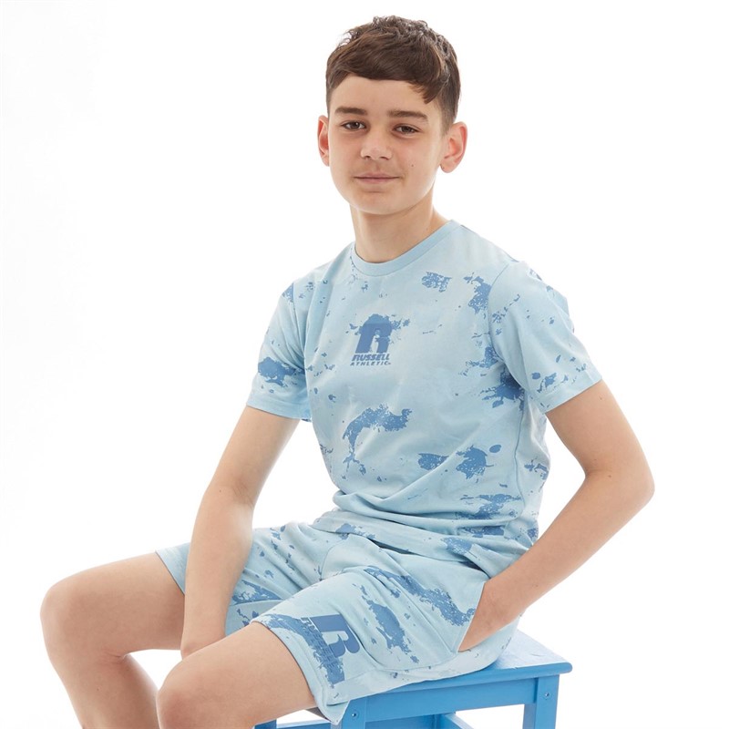 Russell Athletic Boys Camo T-Shirt Sky Blue
