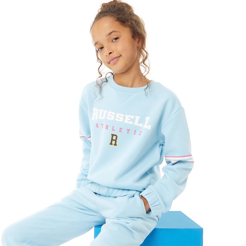 Russell Athletic Girls Oversized Sweatshirt Sky Blue