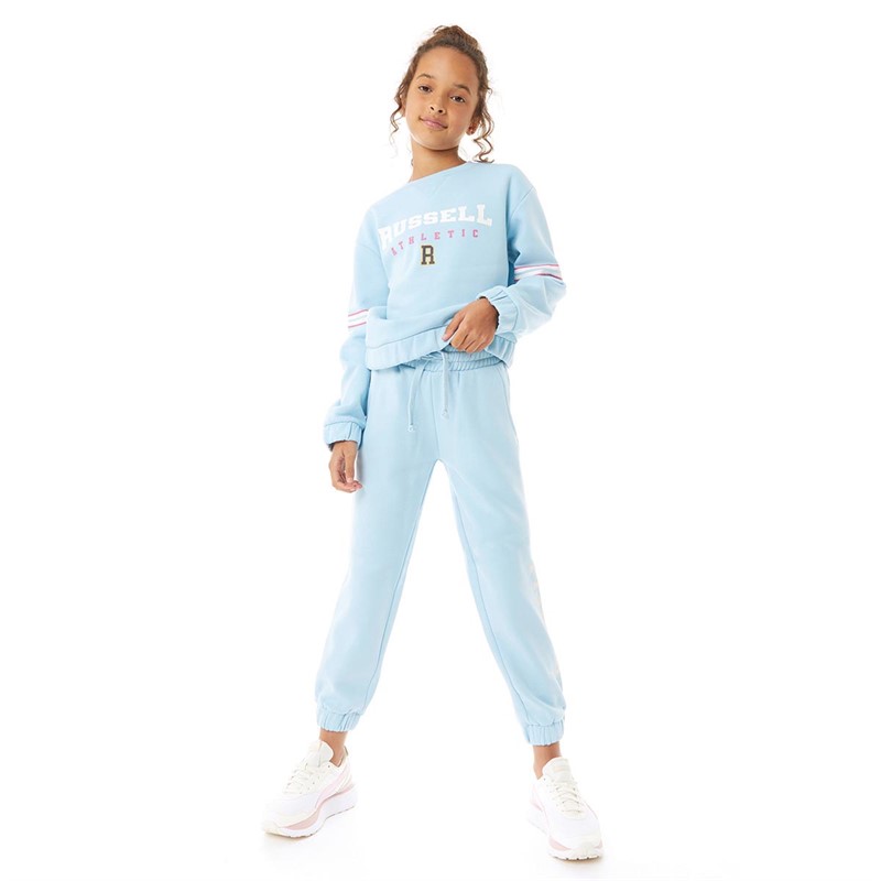Russell Athletic Girls Oversized Sweatshirt Sky Blue