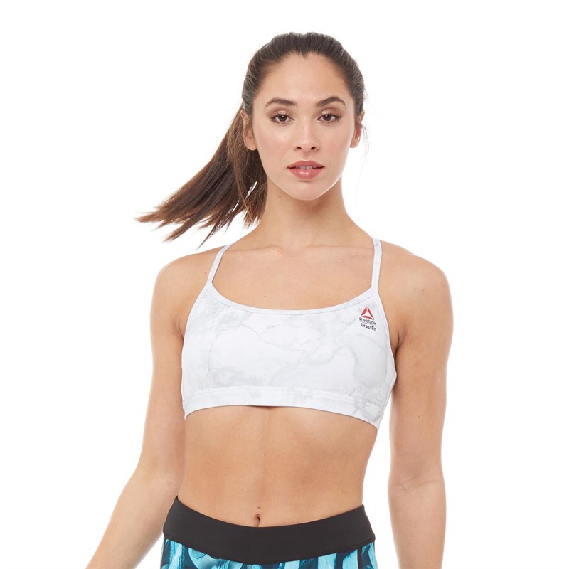Buy Reebok Womens CrossFit® Skinny Stone Camo Sports Bra Top White/White