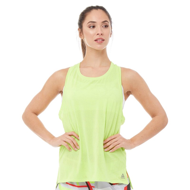 Buy Reebok Womens Perforated Tank Top Neon Lime