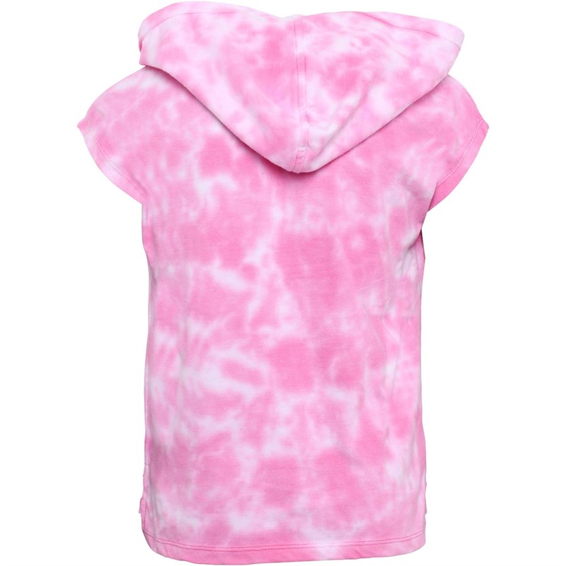 Reebok Junior Tie Dye Hood T-Shirt Azalea