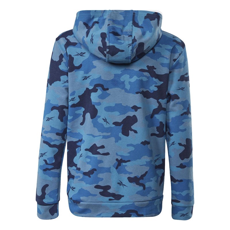 Reebok Junior Vector Camo Hoodie Blue Camo