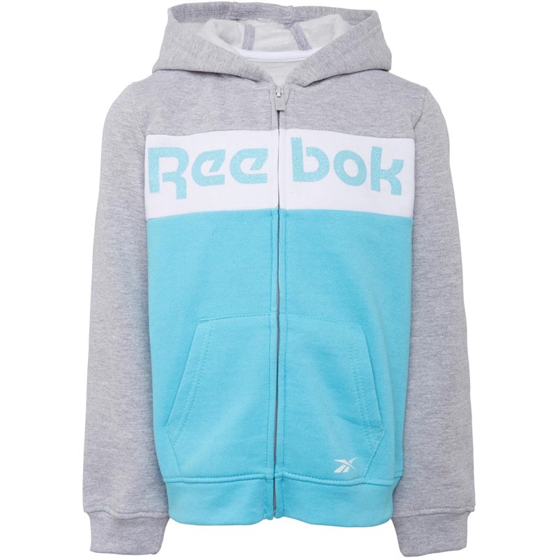 Buy Reebok Girls Colour Block Full Zip Fleece Hoodie Light Grey Heather