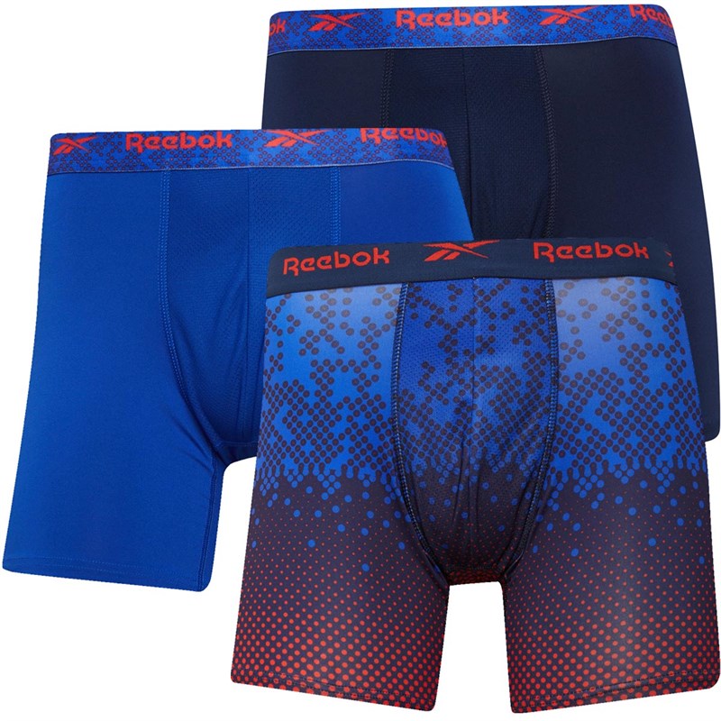 Buy Reebok Mens Gatun Performance Three Pack Long Trunks Vector Navy