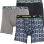 Reebok Mens Hawkins Performance Three Pack Medium Trunks Black/Grey Print/Pure Grey