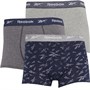 Reebok Mens Barron Three Pack Trunks Grey Marl/Vector Navy/Pin Stripe