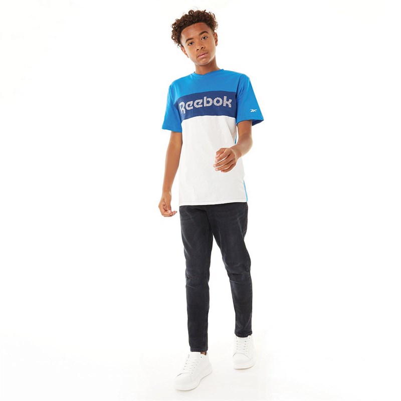 Reebok Junior Colour Block T-Shirt Electric Blue