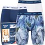 Reebok Mens Danilo Performance Three Pack Long Trunks Batik Blue/Print/White