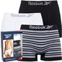 Reebok Mens Ulric Seamless Performance Three Pack Trunks Black/Stripe/White