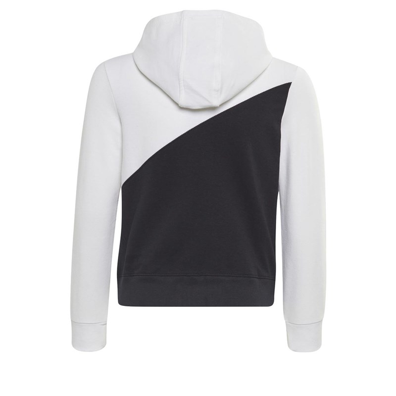 Reebok Childrens Diagonal Full Zip Hoodie White/Black