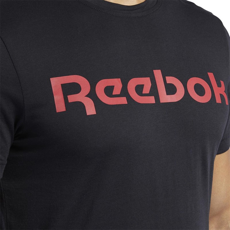 Reebok Mens Graphic Linear Logo Training T-Shirt Black