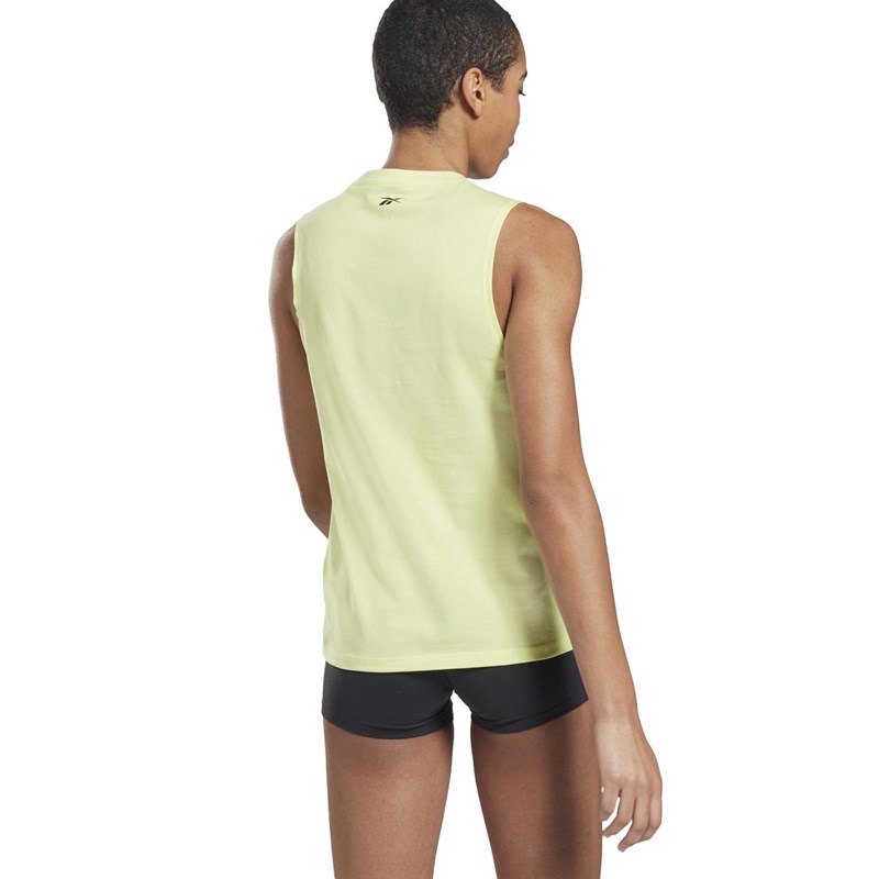 Reebok Womens Gritty Kitty Graphic Training Tank Semi Energy Glow