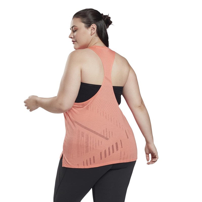 Reebok Womens Plus Size One Series Burnout Speedwick Training Tank Twist Coral