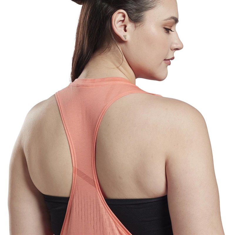Reebok Womens Plus Size One Series Burnout Speedwick Training Tank Twist Coral