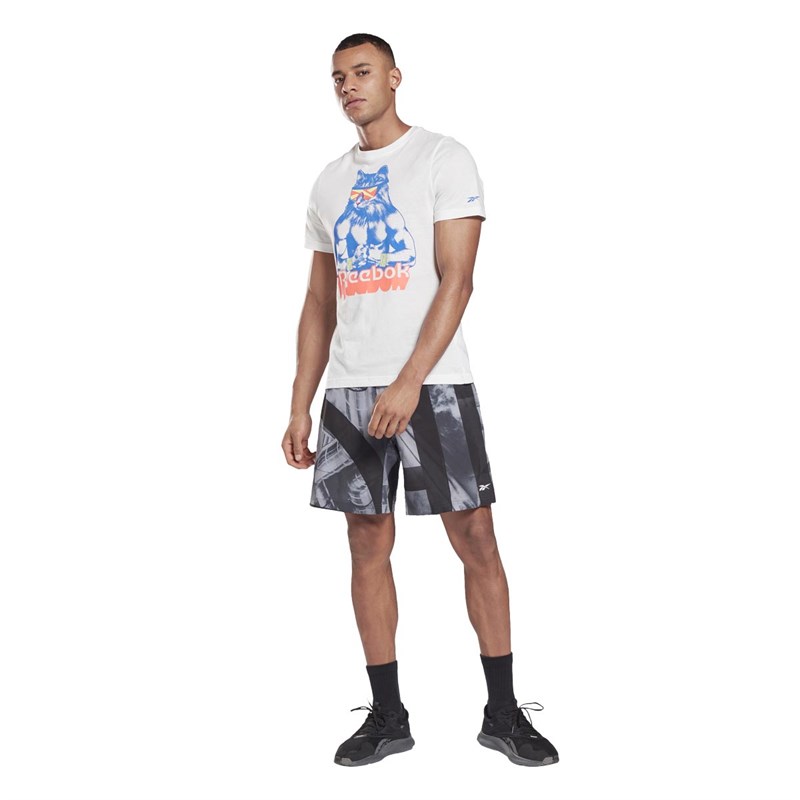 Reebok Mens Animal Graphic Training T-Shirt White