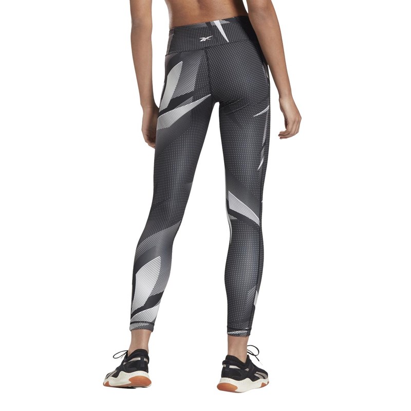 Reebok Womens Meet You There Printed Speedwick Training Tight Leggings Black