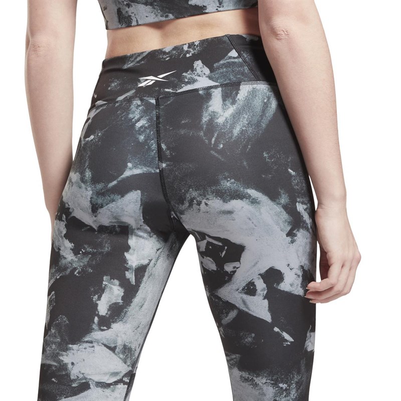 Reebok Womens Meet You There Printed Speedwick Training Tight Leggings Black