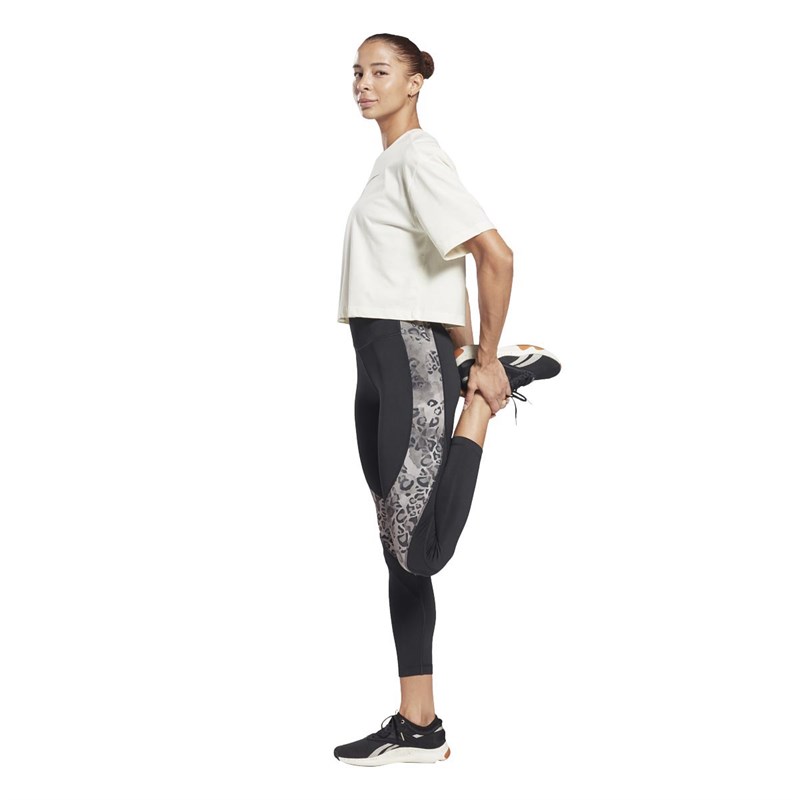 Reebok Womens Modern Safari Panel Speediwck Training Tight Leggings Black/Boulder Grey