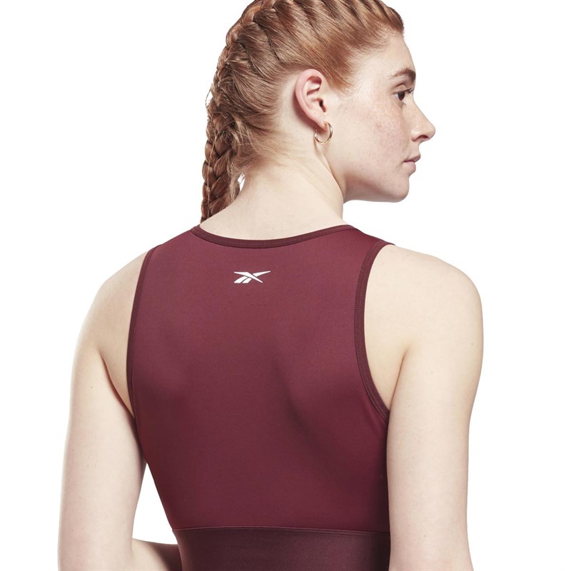 Reebok Womens Taped Recycled Studio Tank Top Maroon