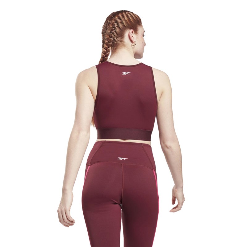 Reebok Womens Taped Recycled Studio Tank Top Maroon