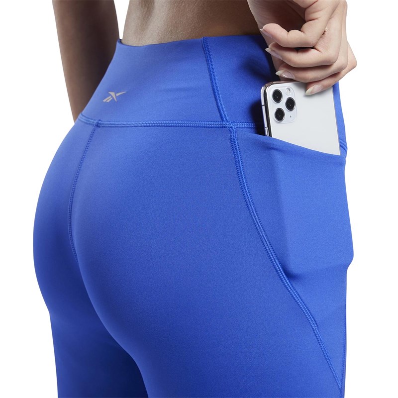 Reebok Womens Run Essentials Printed Recycled Speedwick Running Tight Leggings Bright Cobalt