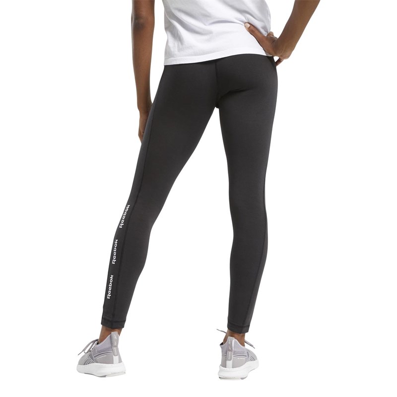 Reebok Womens Training Essentials Linear Logo Training Cotton Leggings Black/Black