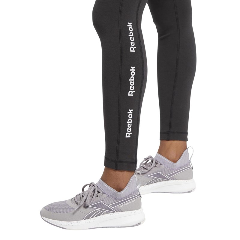 Reebok Womens Training Essentials Linear Logo Training Cotton Leggings Black/Black