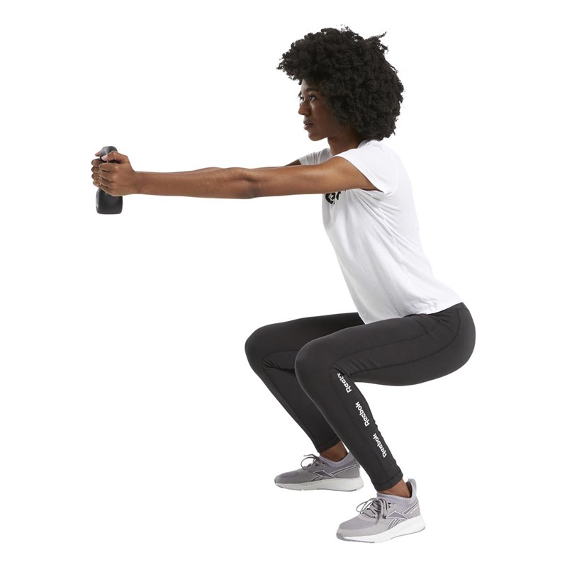 Reebok Womens Training Essentials Linear Logo Training Cotton Leggings Black/Black