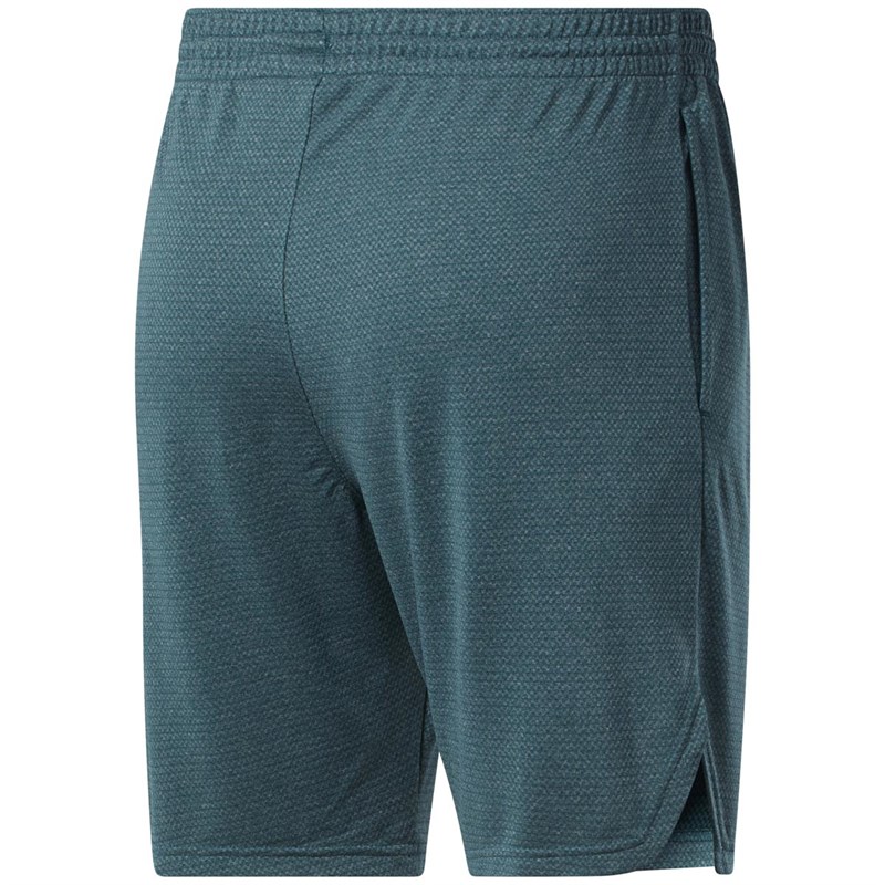 Reebok Mens Workout Ready Melange Knitted Speedwick Training Shorts Mid Pine