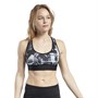 Reebok Womens Workout Ready Printed Training Racer Sports Bra Black/White