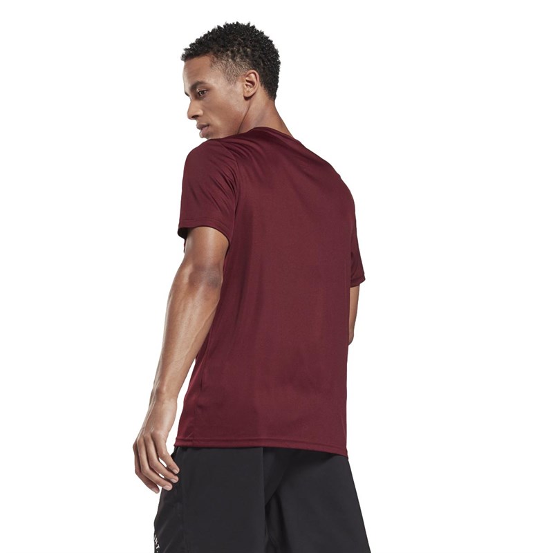 Reebok Mens Workout Ready Graphic Speedwick Training Top Maroon