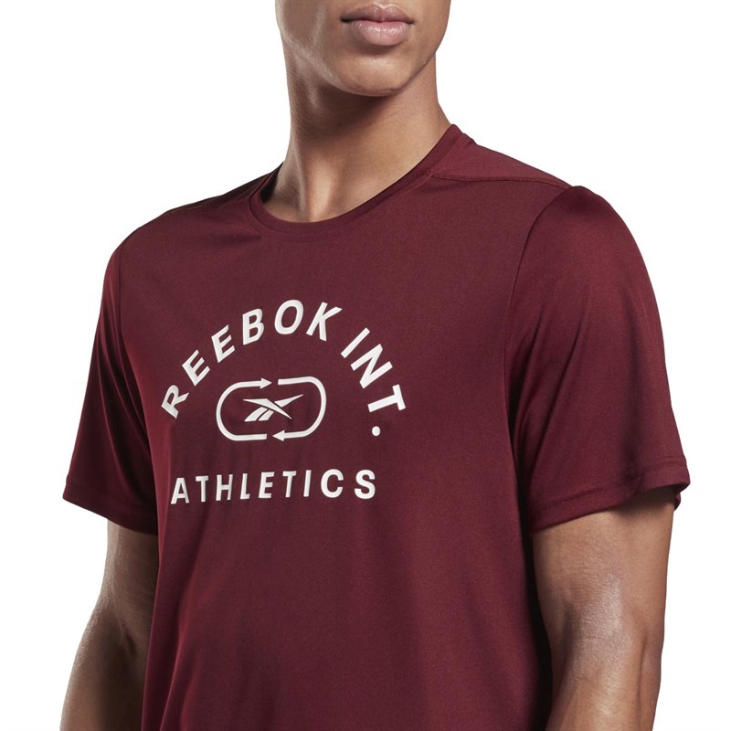 Reebok Mens Workout Ready Graphic Speedwick Training Top Maroon