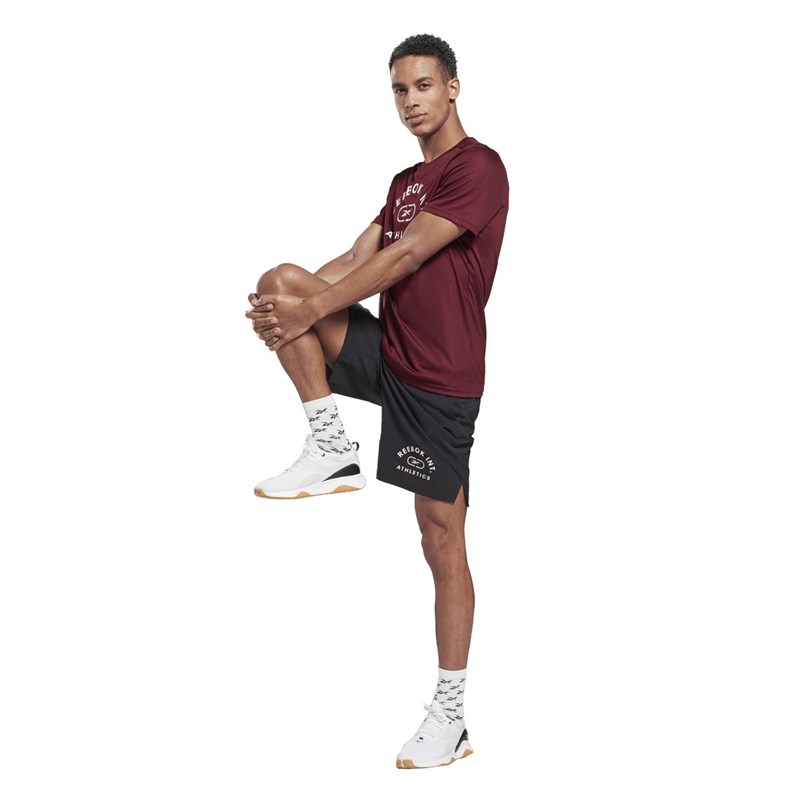 Reebok Mens Workout Ready Graphic Speedwick Training Top Maroon