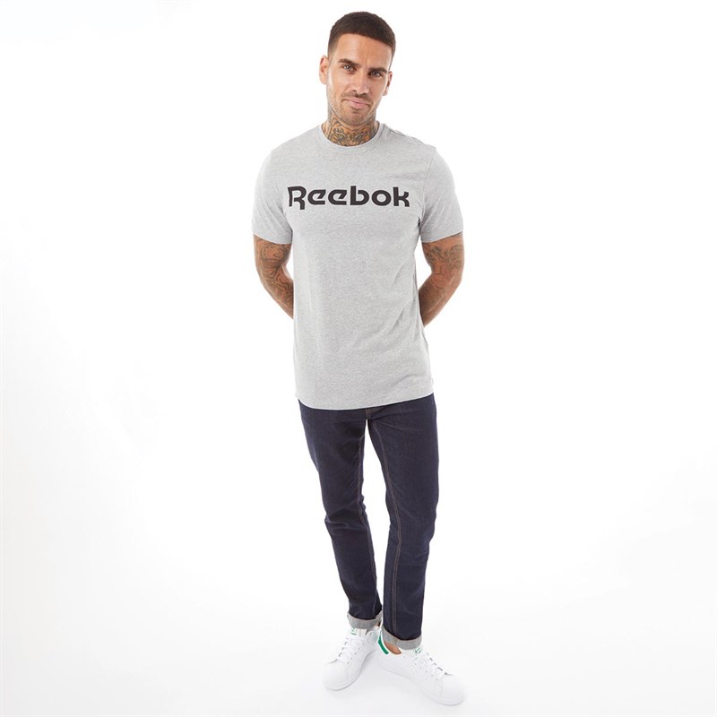 Reebok Mens Linear Logo T-shirt Medium Grey Heather