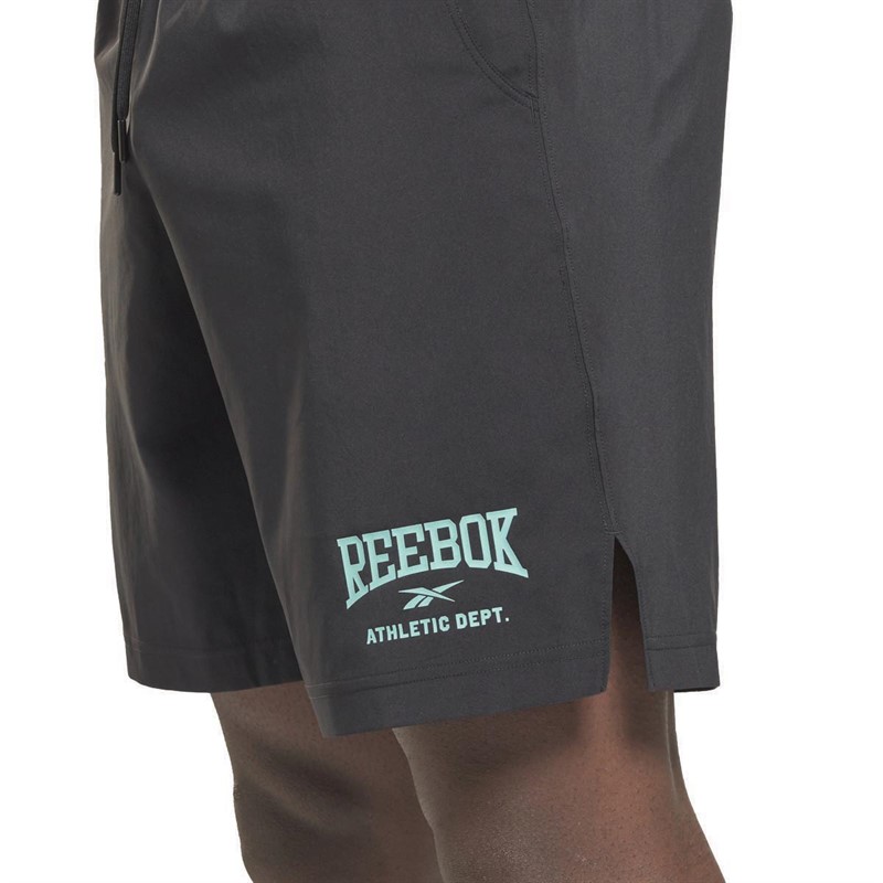 Reebok Mens Workout Ready Woven Graphic Shorts Night Black