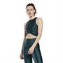 Reebok Womens Shiny Yoga Scribble Cropped Tank Top Forest Green