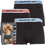 Reebok Mens Robin Three Pack Cotton Trunks Black/Blue/Aqua/Red WB