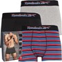 Reebok Mens Artie Three Pack Cotton Trunks Grey Marl/Black/Red Stripe