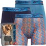 Reebok Mens Braxton Three Pack Performance Medium Trunks Vector Navy/Smash Orange/Steely Blue