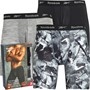 Reebok Mænd Carter Performance Tre Pak Lange Trunks Sort/Sort Print/Grå Melange