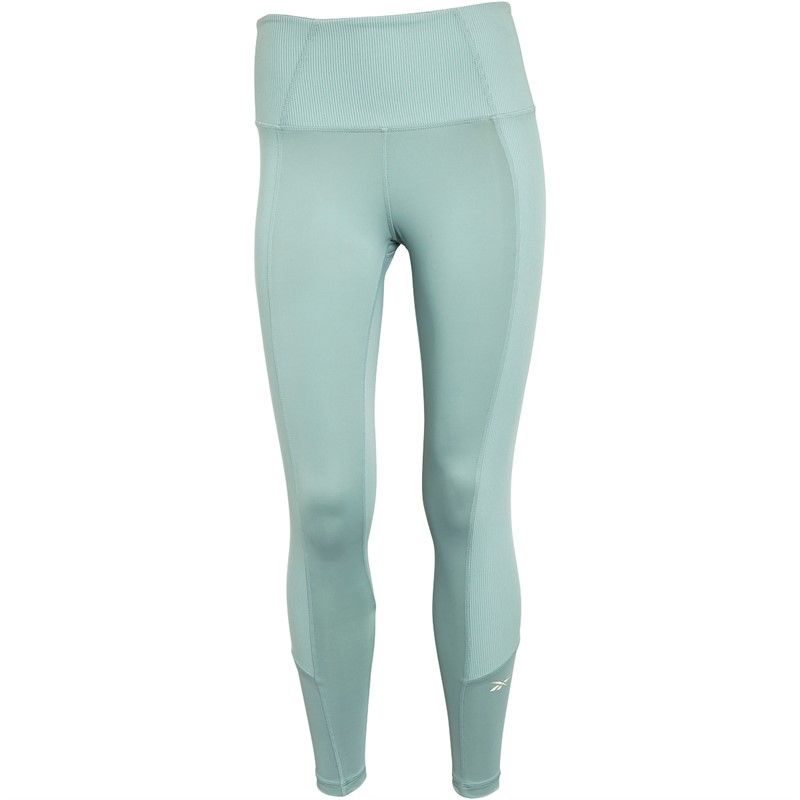 Reebok Womens Rib High Waisted Tight Leggings Seaside Grey