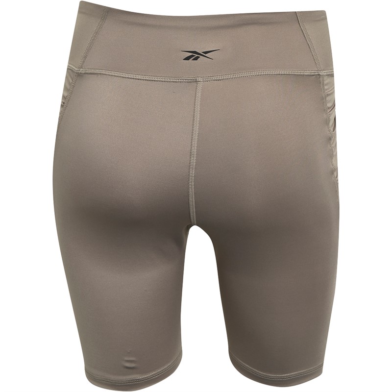 Reebok Womens Ruched High Waisted Tight Shorts Boulder Grey