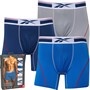 Reebok Mens Foley Performance Three Pack Medium Trunks Navy/White/Blue