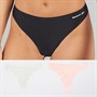 Reebok Womens Rae Three Pack Thongs Black/Possible Pink/Pure Grey