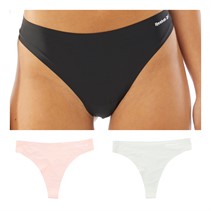 Reebok Womens Rae Three Pack Thongs Black/Possible Pink/Pure Grey